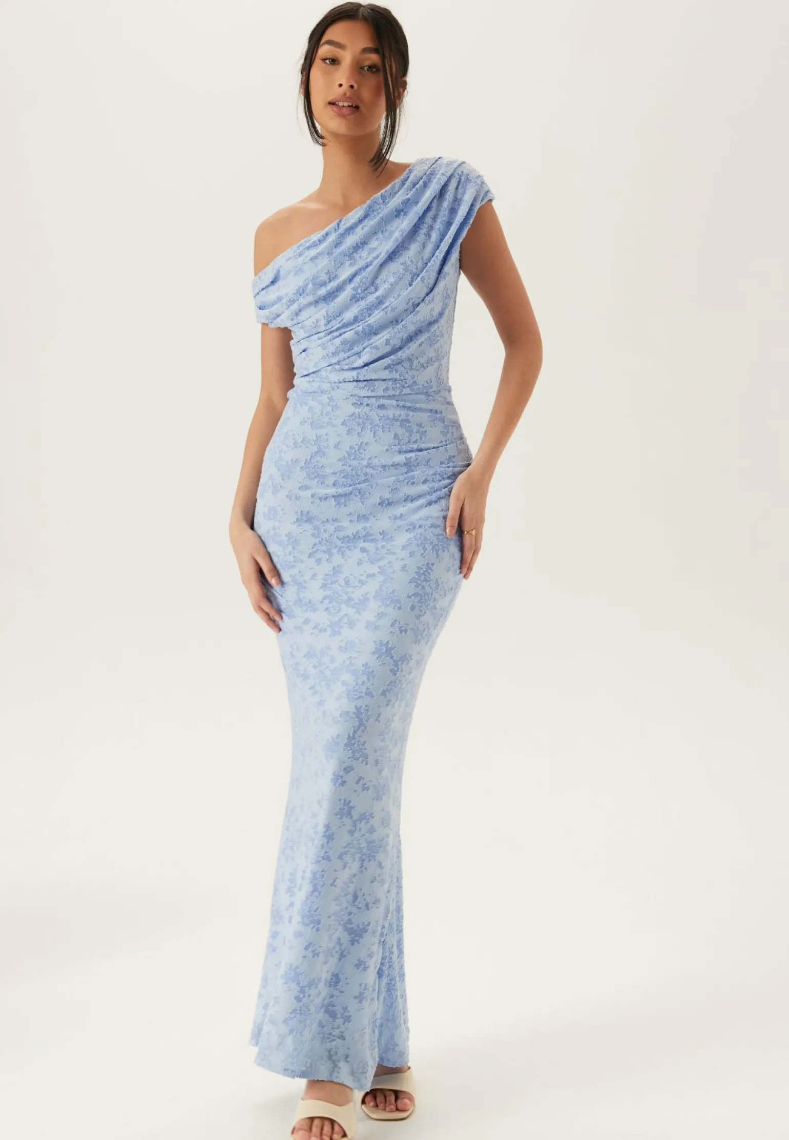 Asymmetric Draped Burnout Maxi Dress