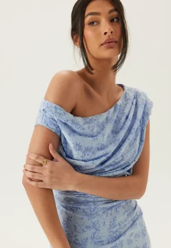 Asymmetric Draped Burnout Maxi Dress