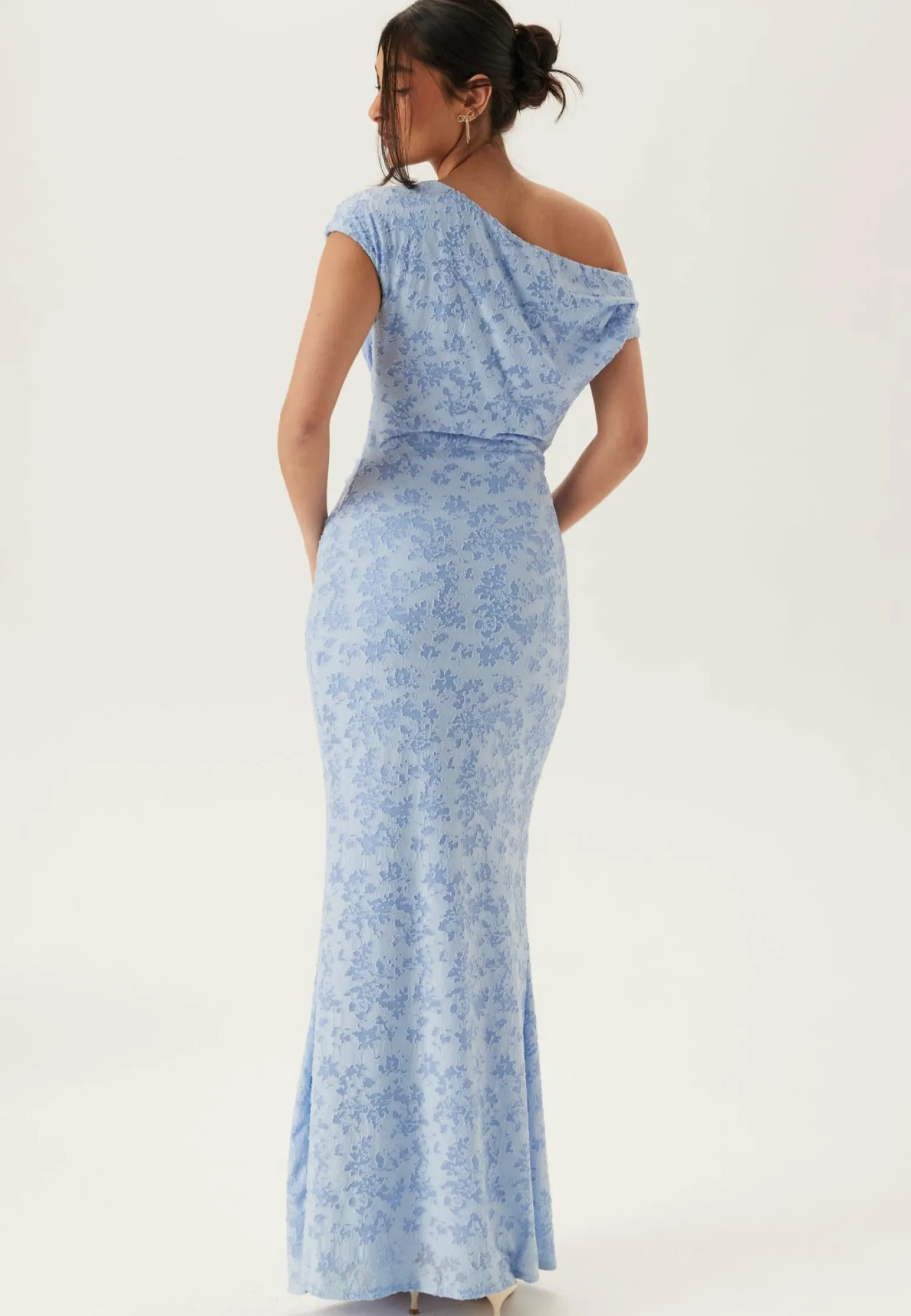 Asymmetric Draped Burnout Maxi Dress