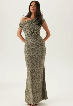 Asymmetric Draped Burnout Maxi Dress