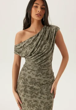 Asymmetric Draped Burnout Maxi Dress