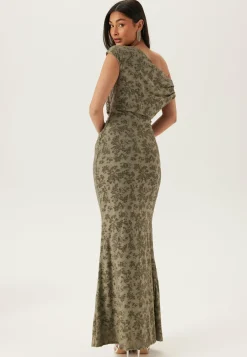 Asymmetric Draped Burnout Maxi Dress