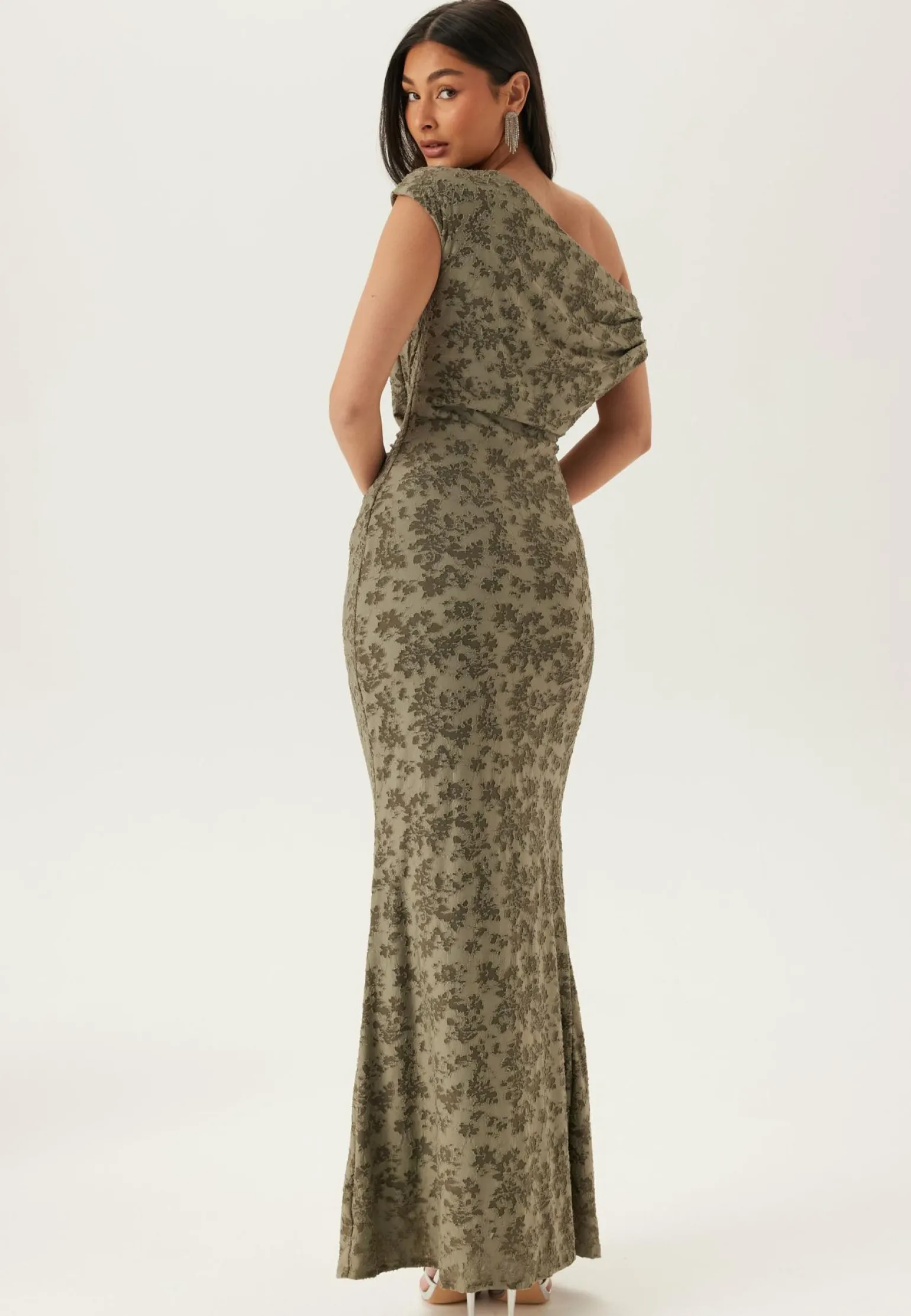Asymmetric Draped Burnout Maxi Dress