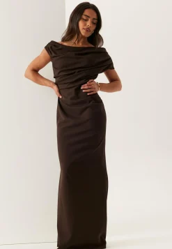 Asymmetric Draped Maxi Dress