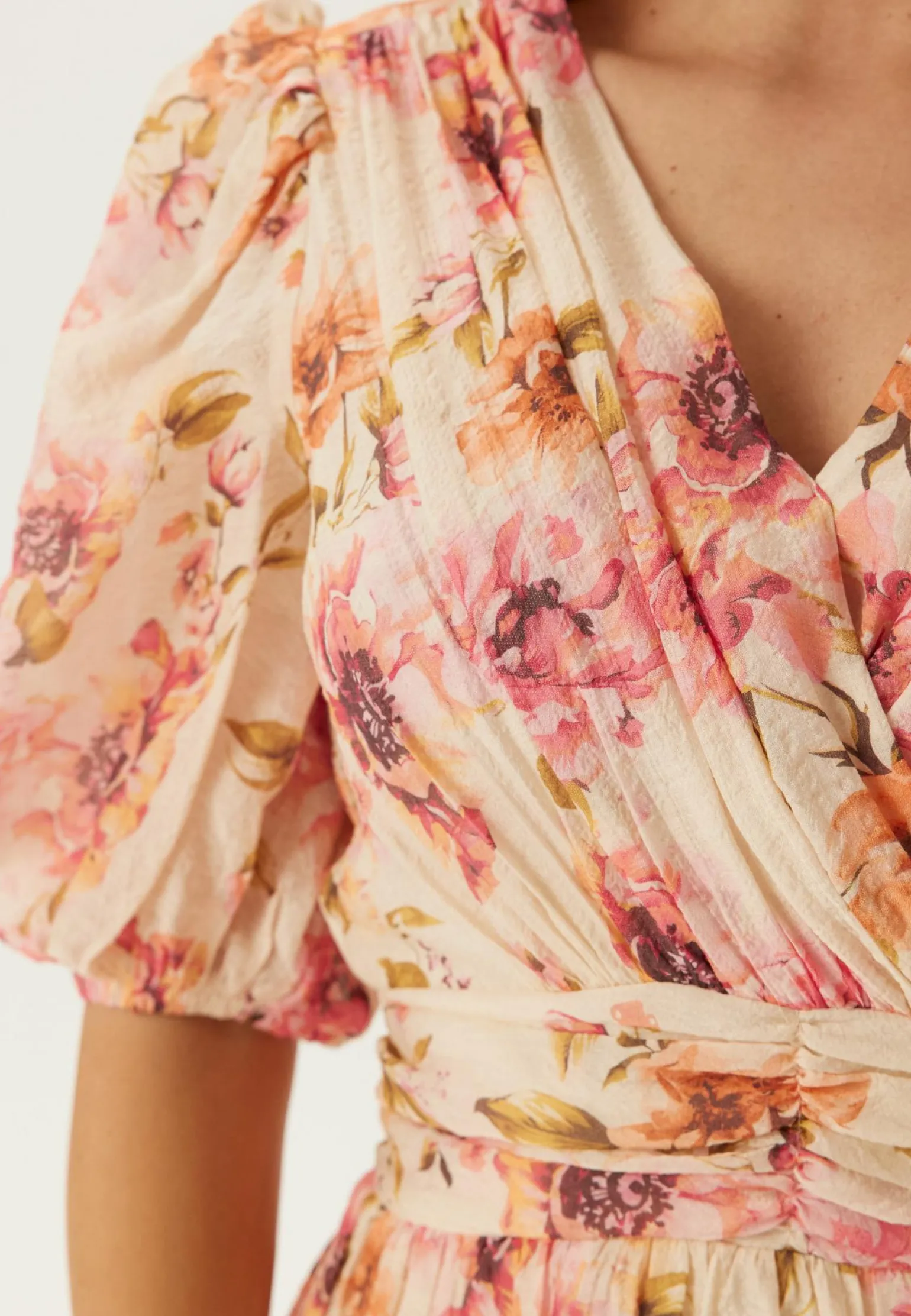 Balloon Sleeve Flounce Ankle Dress