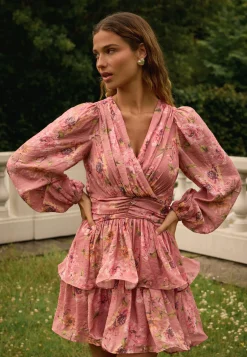 Balloon Sleeve Short Flounce Dress
