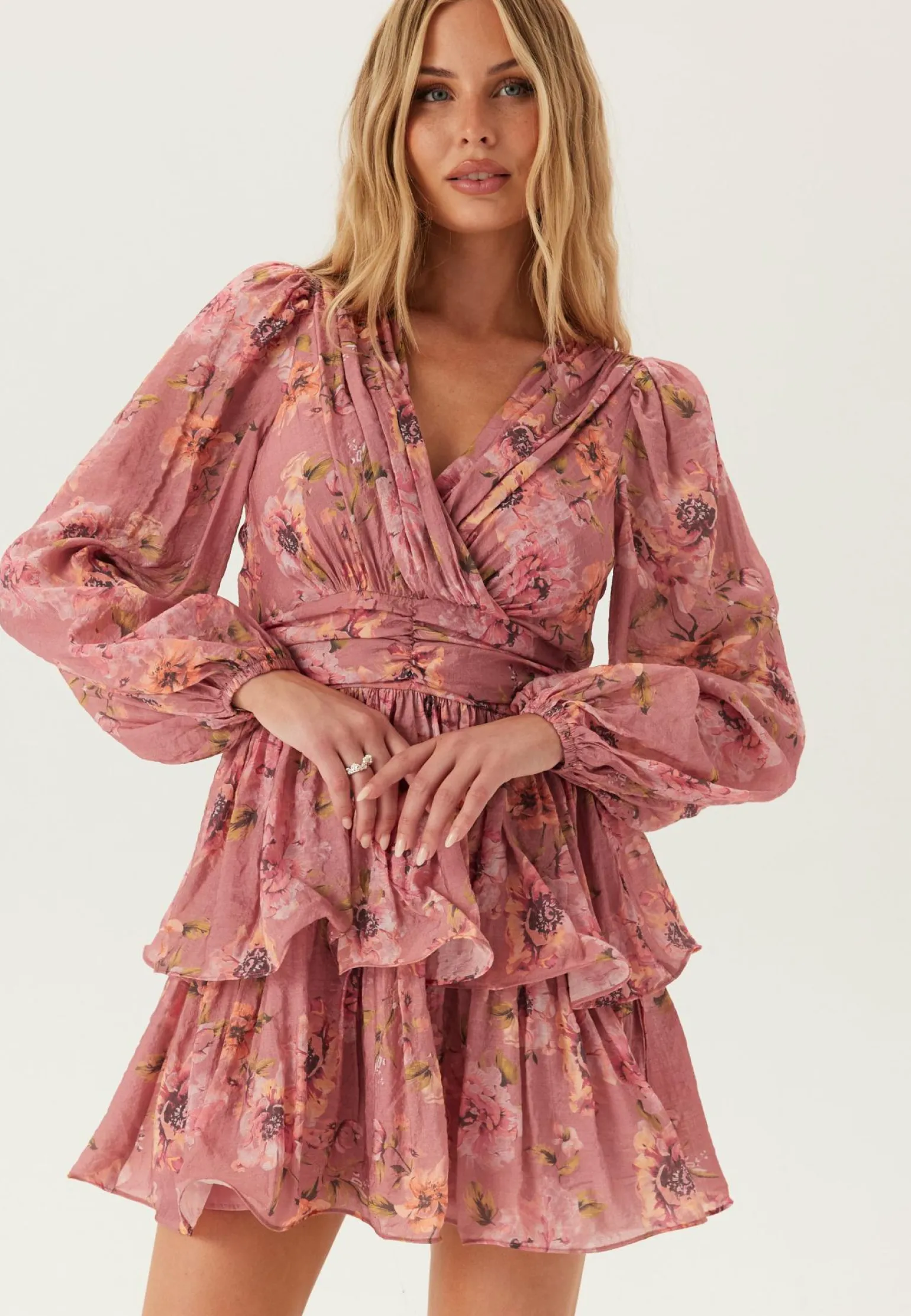 Balloon Sleeve Short Flounce Dress