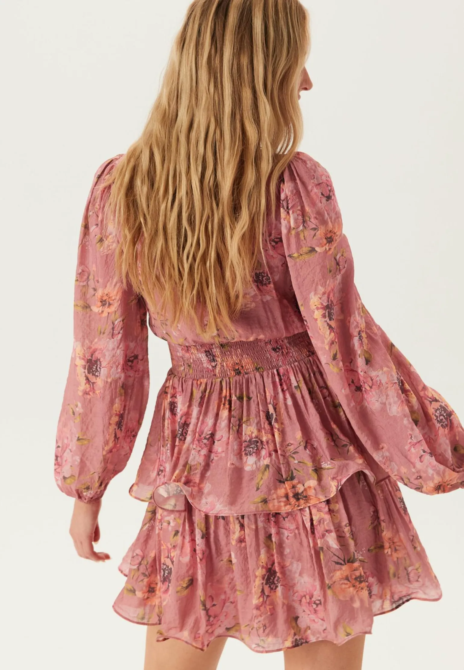 Balloon Sleeve Short Flounce Dress