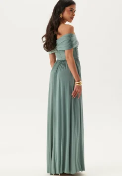 Bardot Rouched Maxi Split Dress