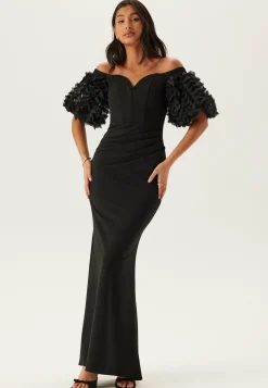 Bardot Ruffle Sleeve Maxi Dress
