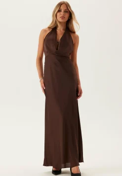 Becca Cowl Halter Satin Gown
