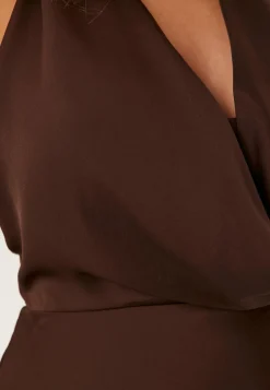 Becca Cowl Halter Satin Gown