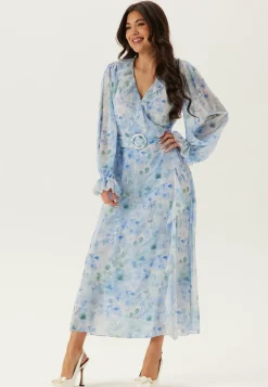 Belted Chiffon Midi Dress