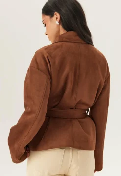 Belted Faux Suede Jacket