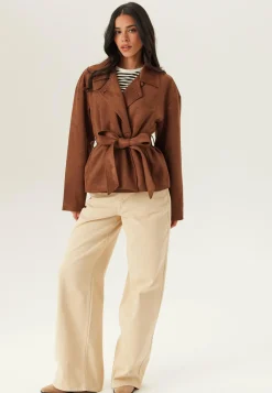 Belted Faux Suede Jacket