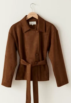 Belted Faux Suede Jacket