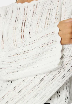 Boat Neck Structure Knitted Sweater