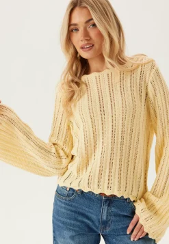 Boat Neck Structure Knitted Sweater