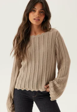 Boat Neck Structure Knitted Sweater