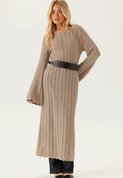 Boat Neck Structure Knitted Dress