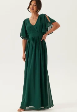 Butterfly Sleeve Chiffon Gown