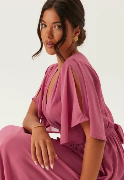 Butterfly Sleeve Chiffon Gown