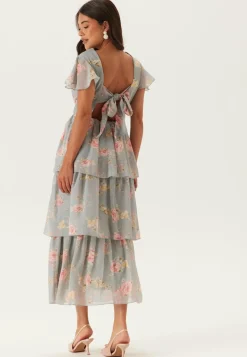 Butterfly Sleeve Flounce Dress