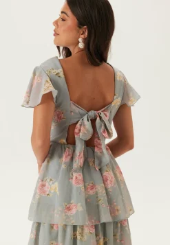 Butterfly Sleeve Flounce Dress