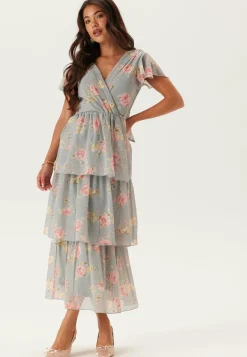 Butterfly Sleeve Flounce Dress