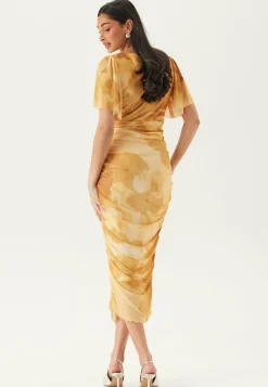 Butterfly Sleeve Mesh Ankle Dress