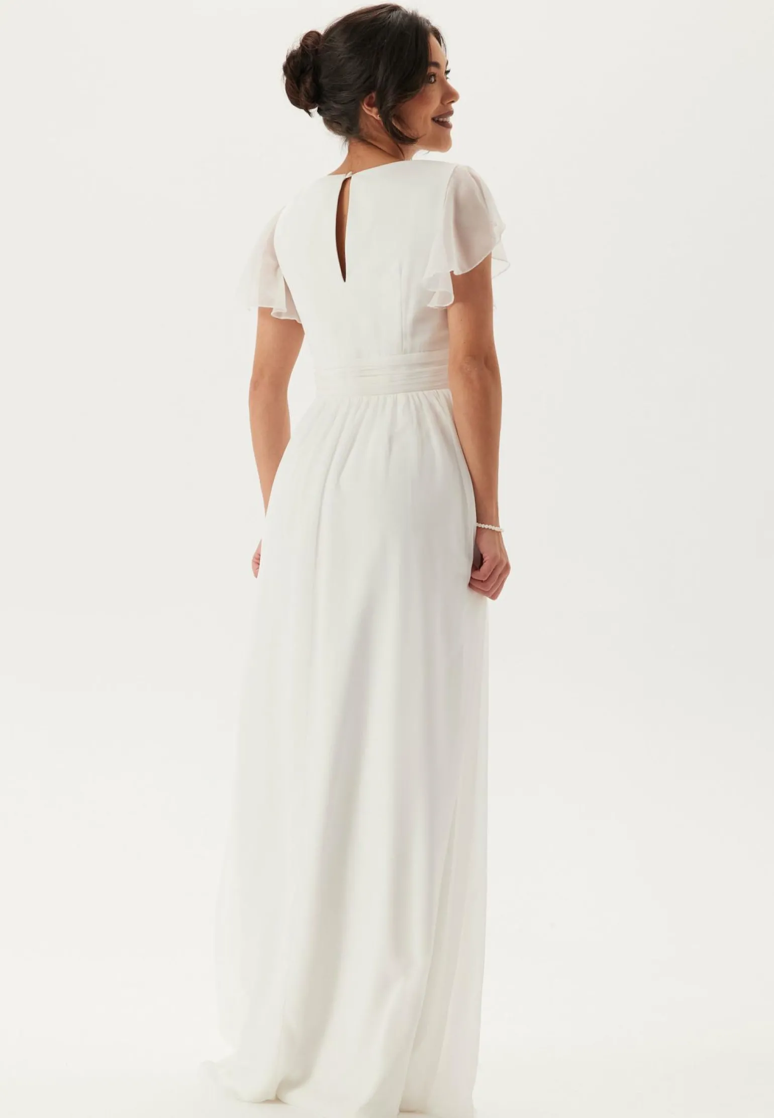 Butterfly Sleeve Pleated Wedding Gown