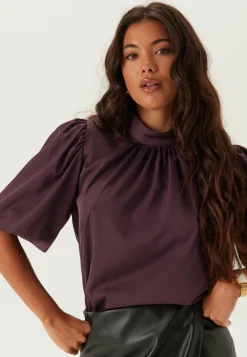 Chimney Collar Puff Sleeve Blouse