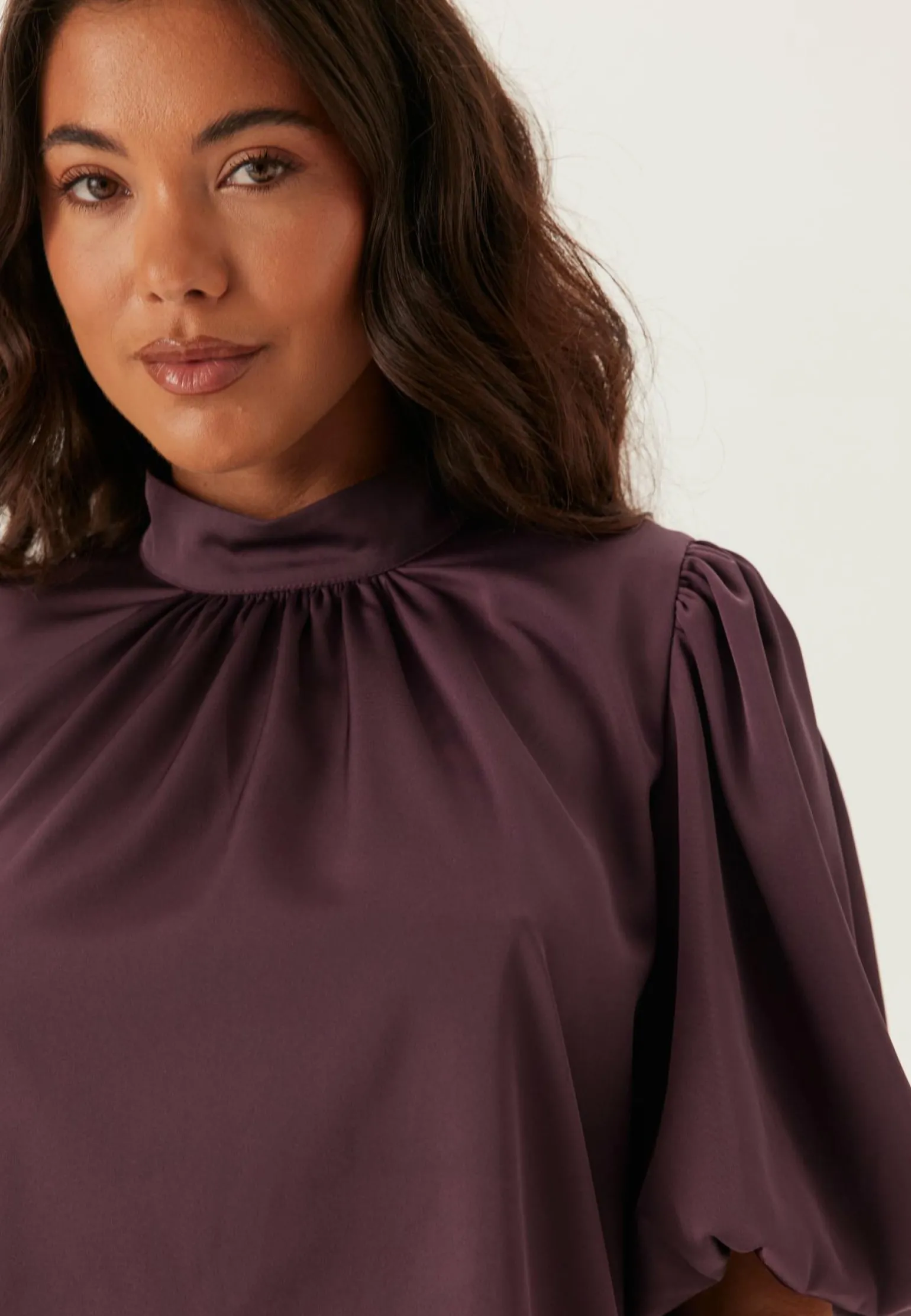 Chimney Collar Puff Sleeve Blouse