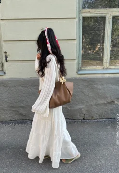Cotton Dobby Dot Maxi Skirt