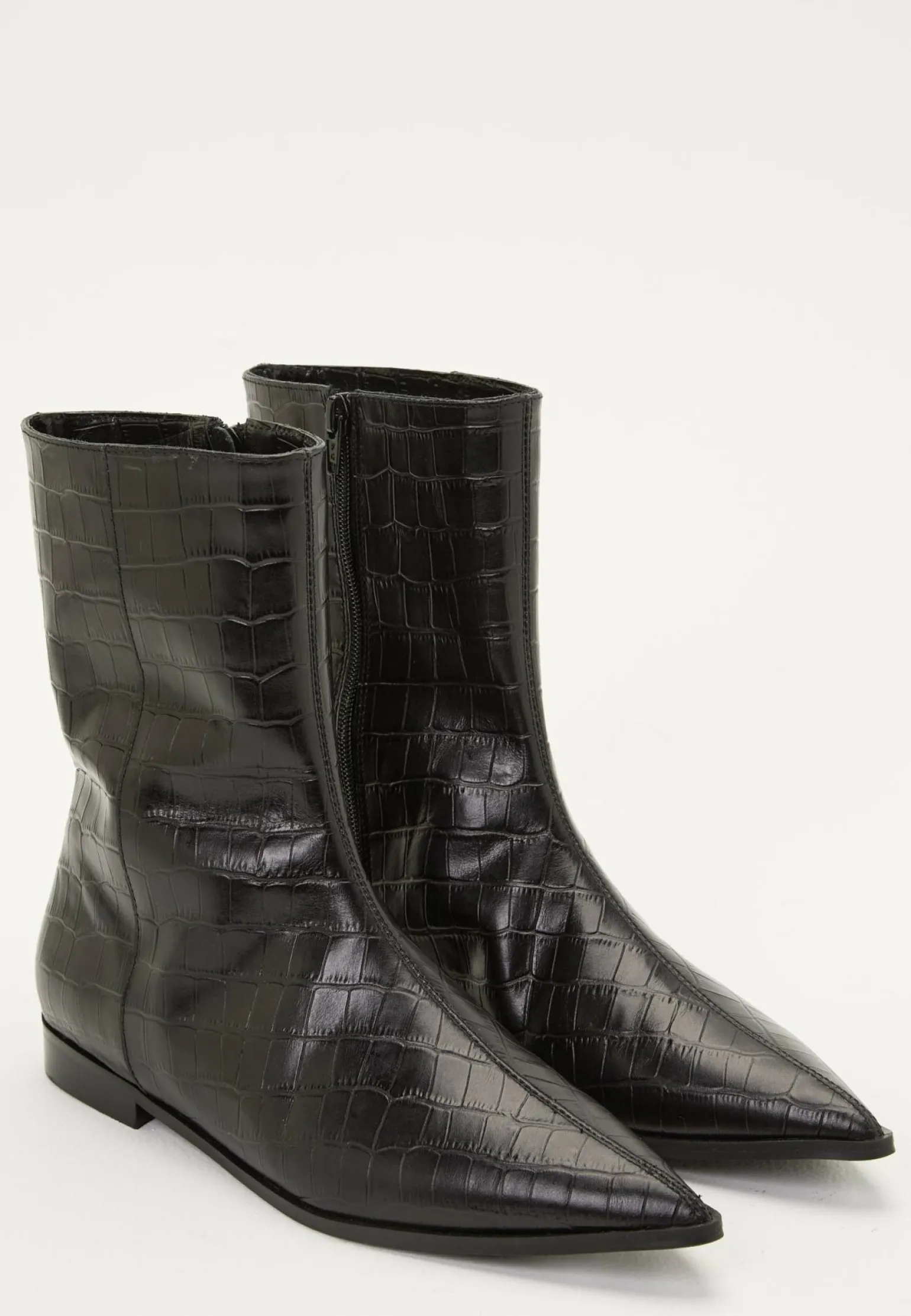 Croco Leather Ankle Boot
