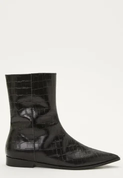 Croco Leather Ankle Boot