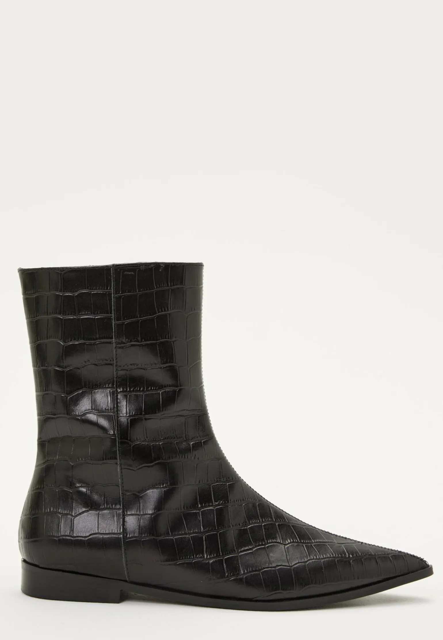 Croco Leather Ankle Boot