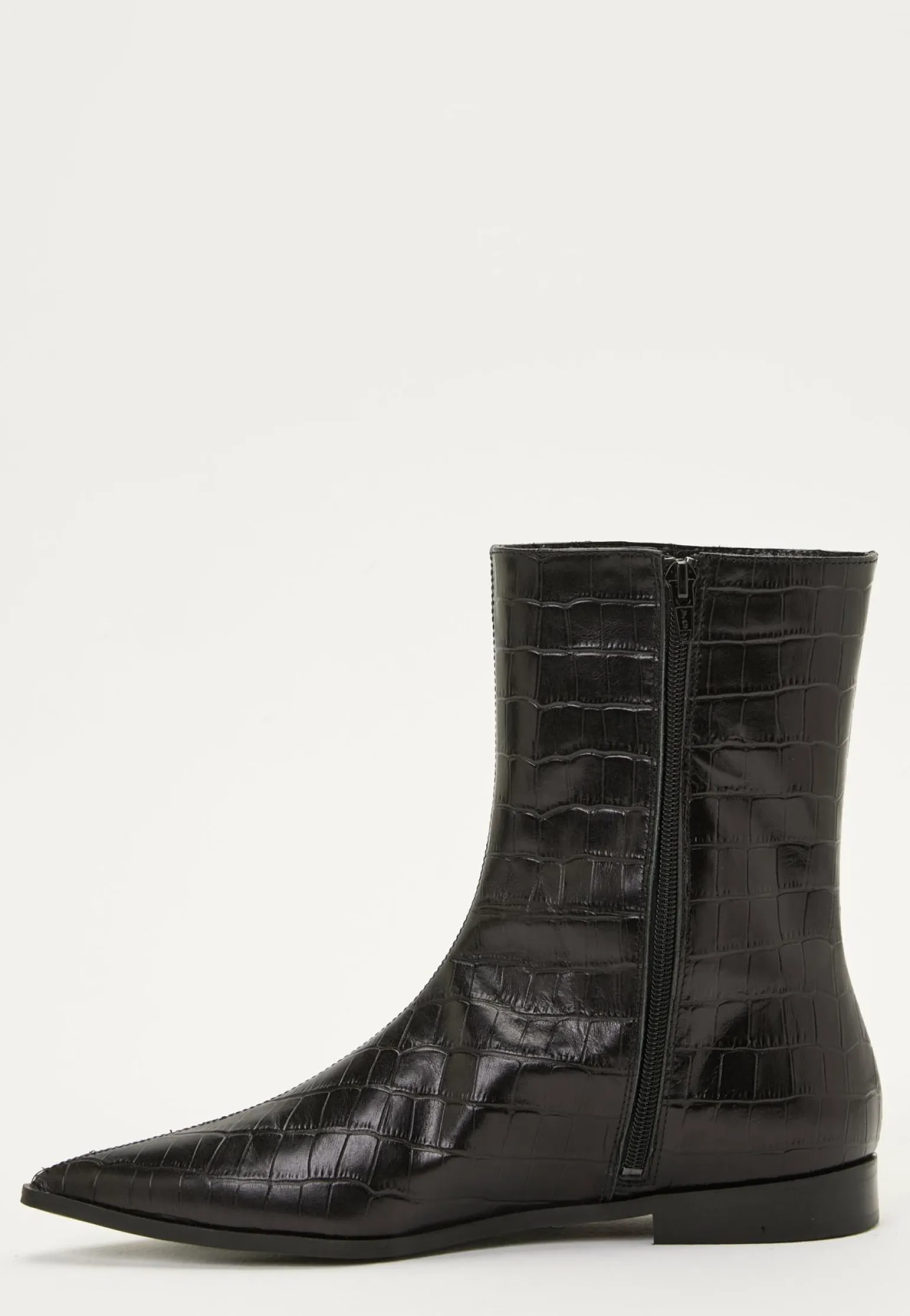 Croco Leather Ankle Boot