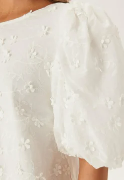 3D Embroidered Puff Sleeve dress