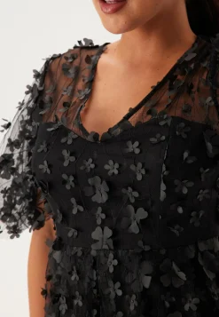 3D Floral Butterfly Sleeve Dress