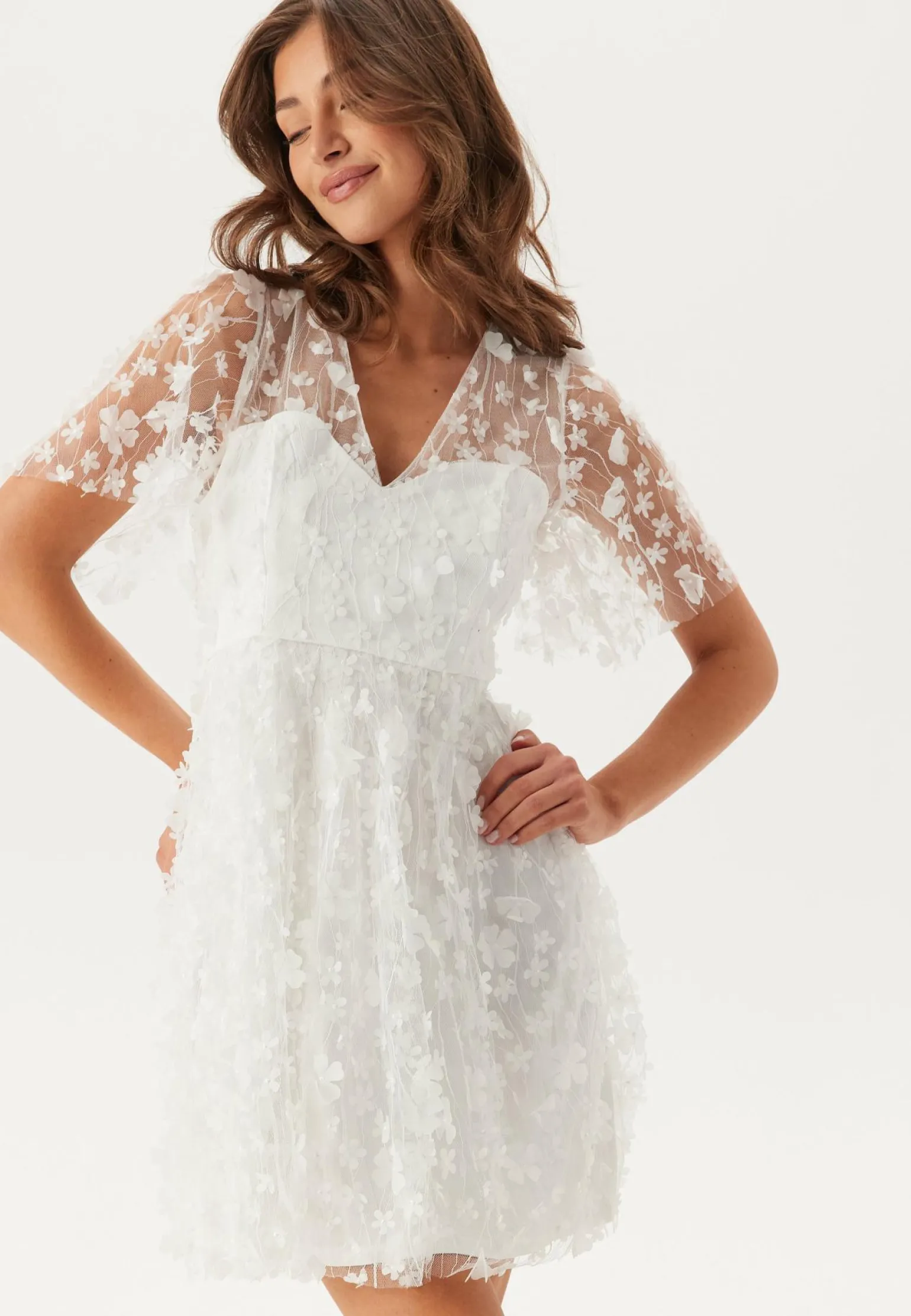 3D Floral V-neck Dress
