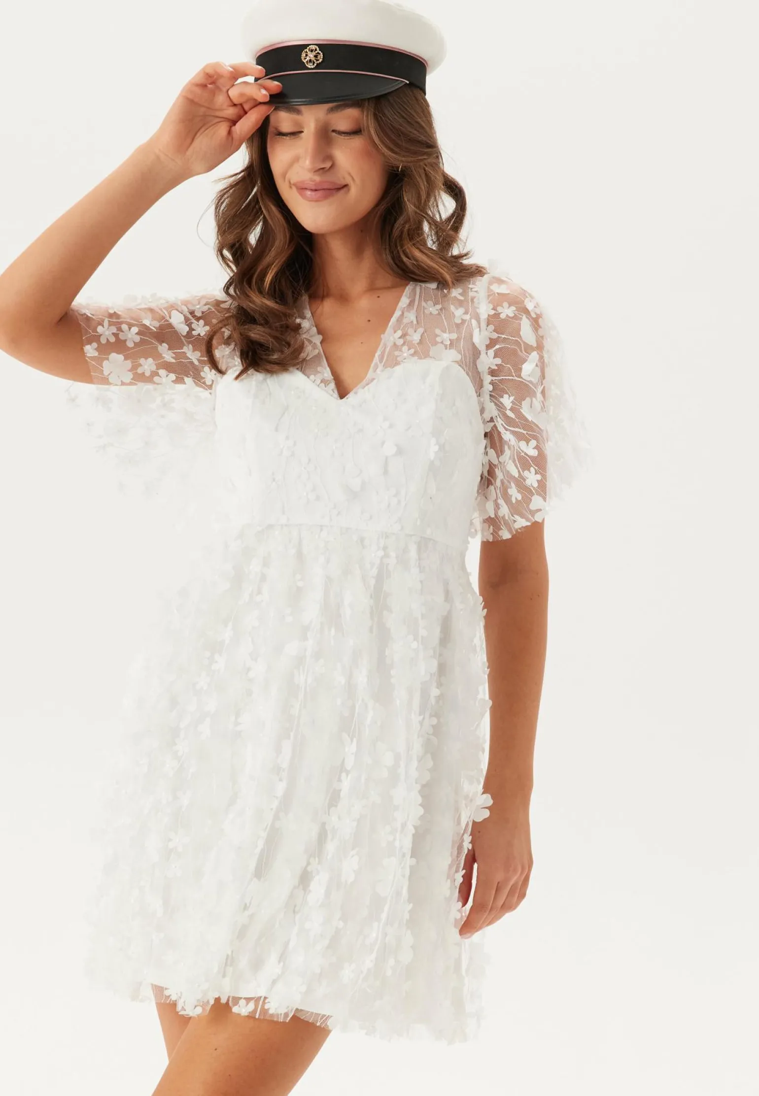 3D Floral V-neck Dress