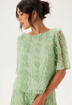 3D Flower Short Sleeve Blouse
