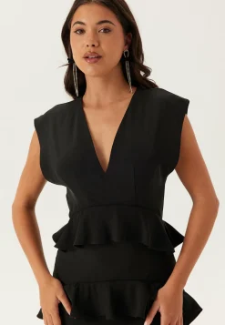 Deep V-Neck Flounce Gown