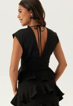 Deep V-Neck Flounce Gown