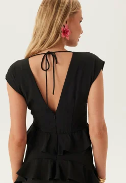 Deep V-Neck Flounce Gown