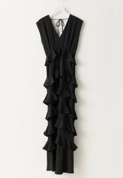 Deep V-Neck Flounce Gown