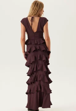 Deep V-Neck Flounce Gown