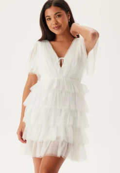 Deep V-neck Tulle Dress