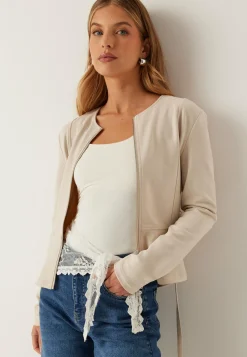 Faux Suede Peplum Jacket